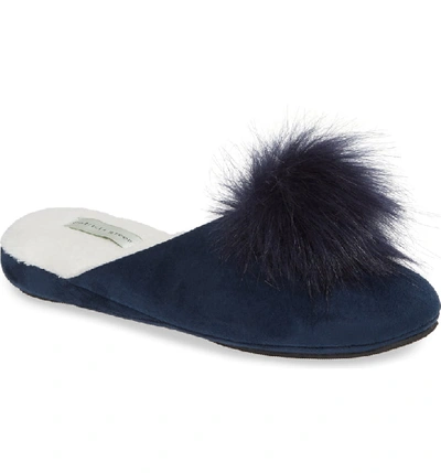 Patricia Green Pretty Pouf Slipper In Navy Fabric