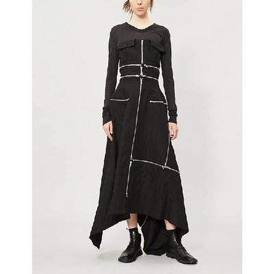 Yohji Yamamoto Zipped Linen And Cotton-blend Dress In Black