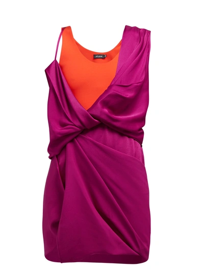 Atlein Draped Hybrid Satin-jersey Mini Dress In Purple