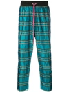 Amiri Checked Metallic Silk Jogging Bottoms In Blue