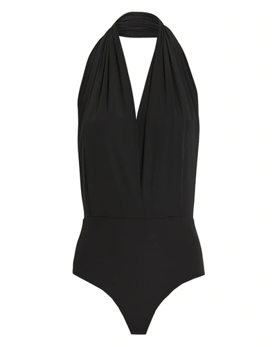 Wolford Honey Breeze Jersey Plunging Bodysuit In Black