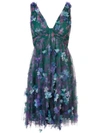 Marchesa Notte 3d Floral Cocktail Dress In Emerald