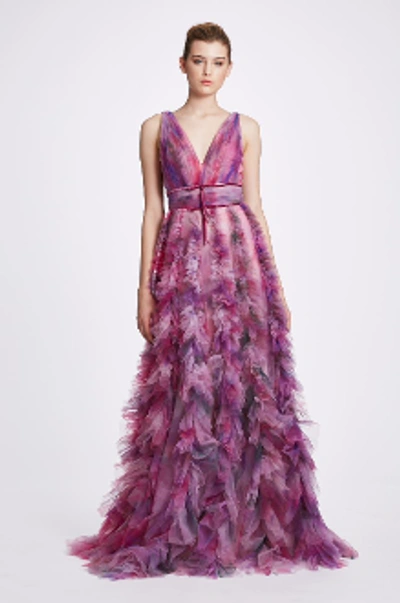 Marchesa Notte Fall-winter 2019 Sleeveless Textured Tulle Gown In