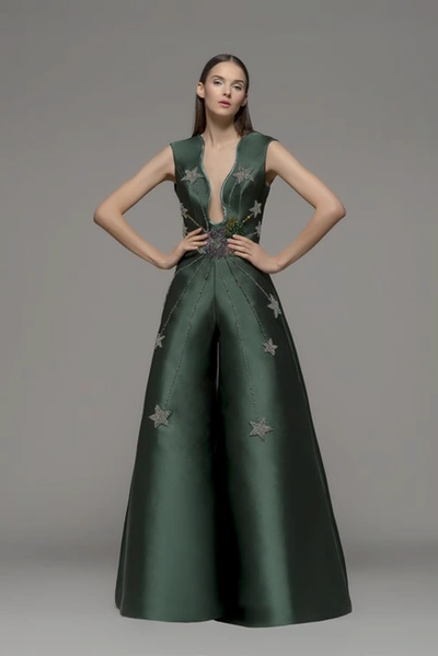 Isabel Sanchis Embroidered Green Jumpsuit