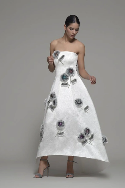 Isabel Sanchis Floral Strapless Minnesott Gown