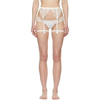 I.d. Sarrieri Off-white Embroidered Tulle Garter Belt In Pearl