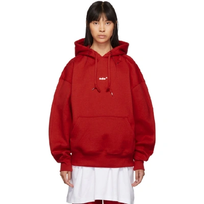 Ader Error Red Small Logo Hoodie In Sc45 Red