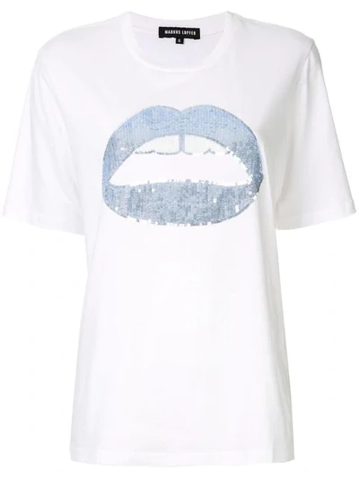 Markus Lupfer Sequin Lips T-shirt - White