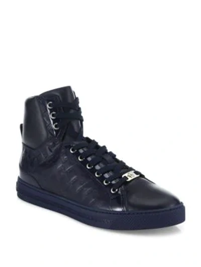 Versace Greca-embossed High-top Sneaker, Navy