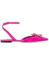 Dolce & Gabbana Embellished Suede Ballerinas In Rosa Shockieg