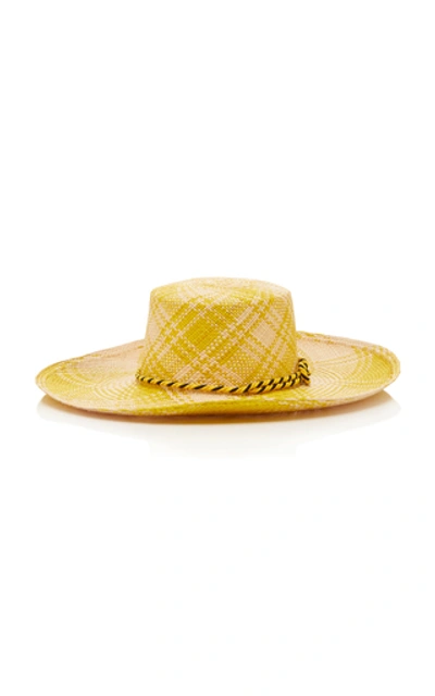 Sensi Studio Exclusive Cordovez Plaid Straw Hat In Yellow