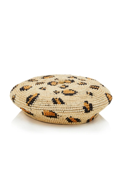 Sensi Studio Animal-print Straw Beret