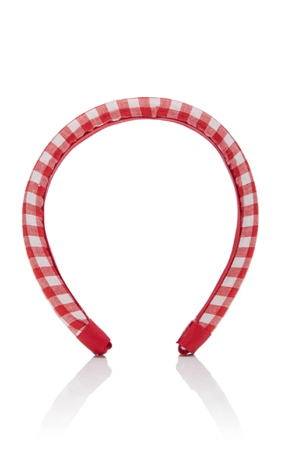 Epona Valley Gingham Cotton Headband In Red