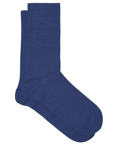 Falke Airport Wool-blend Socks In Royal Blue