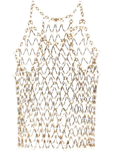 Paco Rabanne Chain Link Brass Vest Top In Metallic