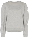 Moncler Logo Patch Gathered Sweatshirt In Grey