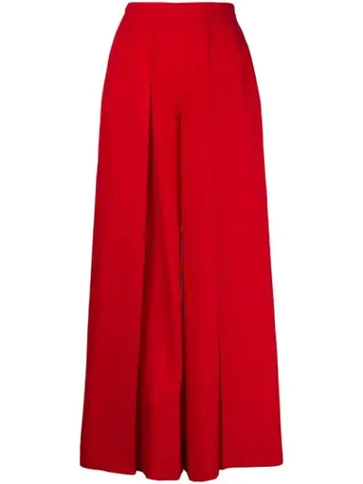 Talbot Runhof Creased Palazzo Trousers In Red
