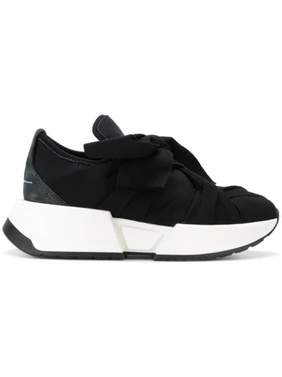 Mm6 Maison Margiela Bandaged Platform Sneakers In 965 Black/dark Gray