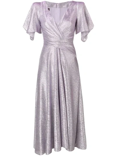 Talbot Runhof Wrap-style Long Dress In Purple
