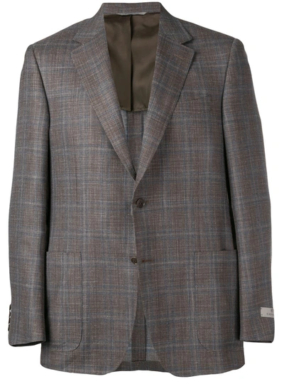 Canali Faded Plaid Blazer In Gray