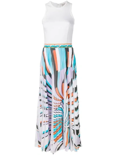 Emilio Pucci Shell Print Pleated Maxi Dress - White