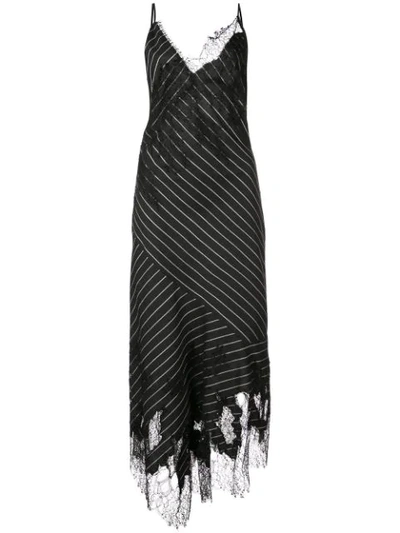 Jason Wu Collection Striped Asymmetric Slip Dress In Black