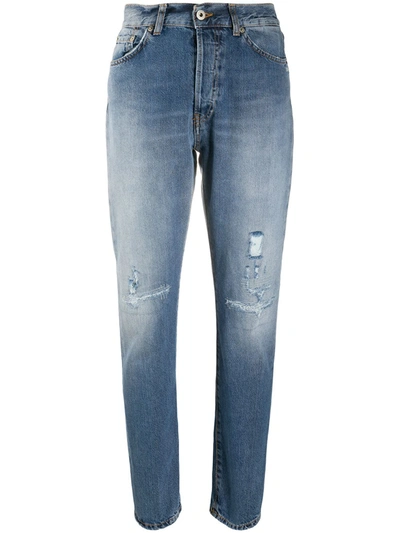 Dondup Distressed Cotton Denim Jeans In Light Wash
