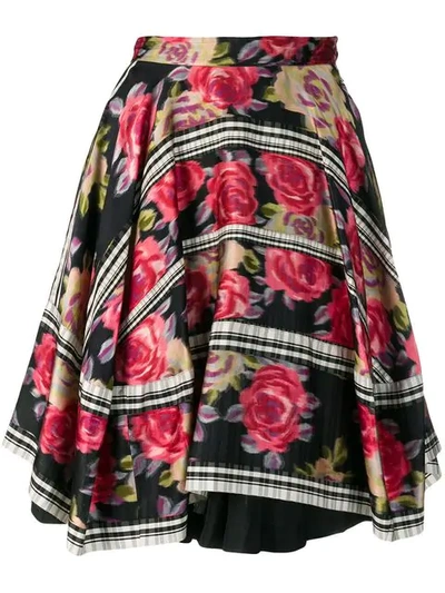 Pre-owned Comme Des Garçons 1989 Layered Floral Skirt In Black