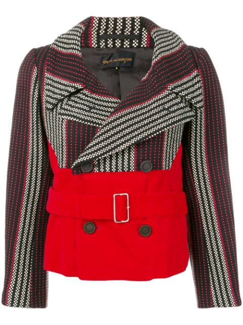 Pre-owned Comme Des Garçons 2001's Striped Double-breasted Jacket In ...