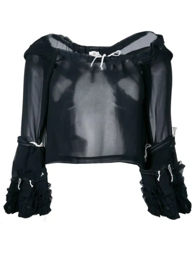 Pre-owned Comme Des Garçons Sheer Drawstring Blouse In Blue