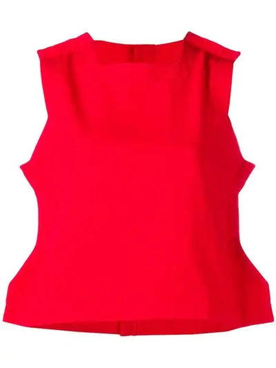 Pre-owned Comme Des Garçons Sleeveless Peplum Top In Red