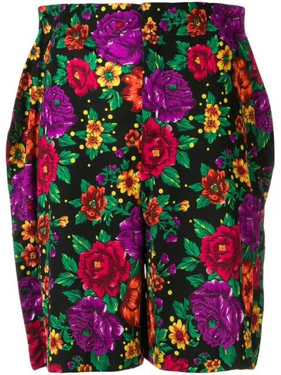 Pre-owned Comme Des Garçons Floral Print Flat Shorts In Black