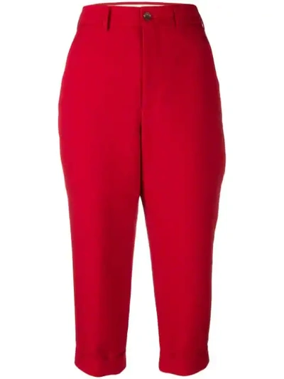 Pre-owned Comme Des Garçons Cropped Skinny Trousers In Red