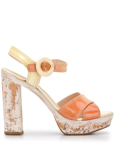 Pre-owned Prada 2000s Platform Sandals In Yellow