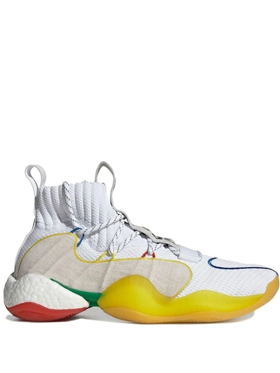 Adidas Originals By Pharrell Williams Adidas By Pharrell Williams White And Multicoloured Crazy Byw Lvl Sneakers In White,multi