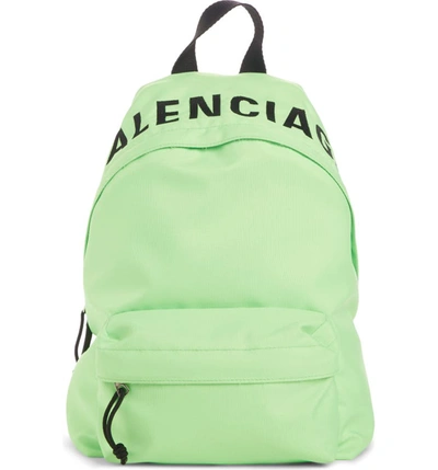 Balenciaga Wheel Logo-print Nylon Backpack In Green