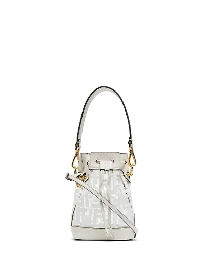 Fendi White Mon Tresor Mini Pvc And Leather Bucket Bag