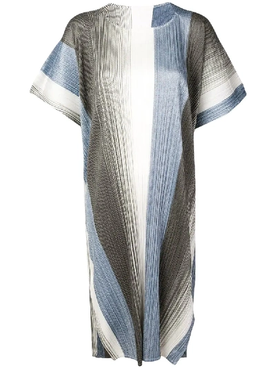 Issey Miyake Micro Pleated Dress In Blue