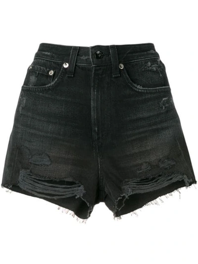 Rag & Bone Justine Ripped Denim Shorts In Black