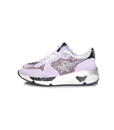 Golden Goose Running Sole Sneakers In Pink/silver Glitter