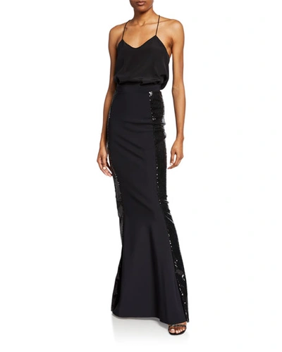 Chiara Boni La Petite Robe Sherilyn Sparkle Side Sequin Skirt In Black