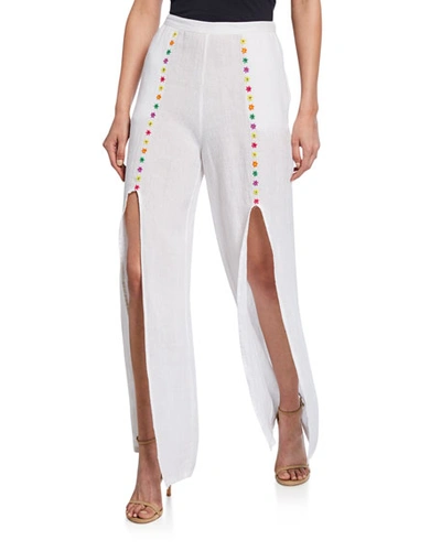 All Things Mochi Gaho Embroidered Split-leg Pants In White