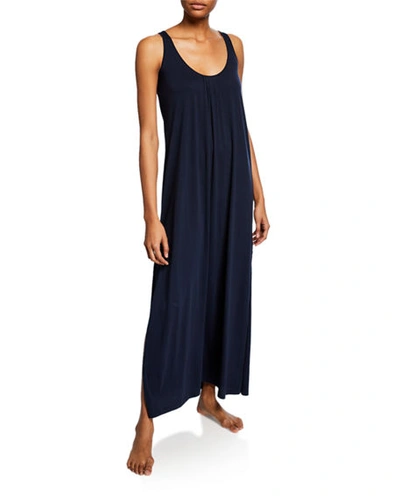 Skin Kaia Long Jersey Nightgown In Navy