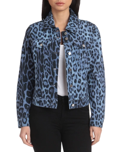 Bagatelle Leopard print Denim Jacket In Blue Leopard Print ModeSens