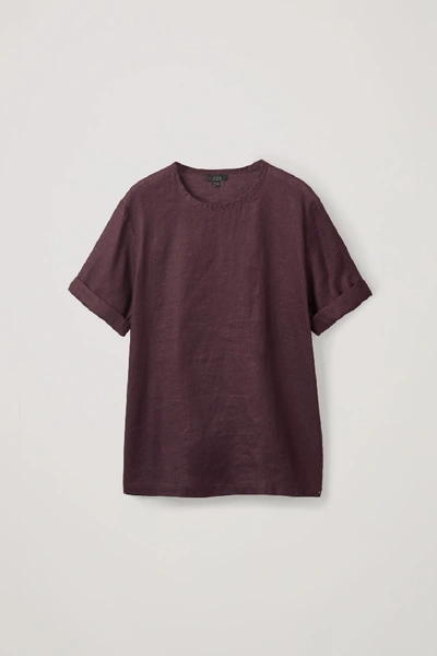 Cos Oversized Linen T-shirt In Red