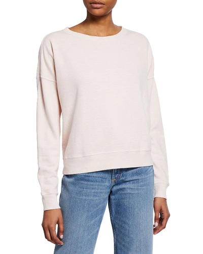 Amo Denim Classic Crewneck Long-sleeve Cotton Sweatshirt In Pale Pink