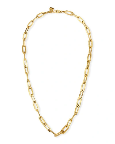 Ashley Pittman Flat Hammered Large Link Necklace In Bronze