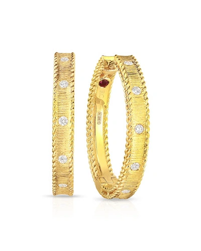 Roberto Coin Princess 18k Yellow Gold Diamond Hoop Earrings