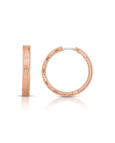 Roberto Coin Princess 18k Rose Gold Diamond Hoop Earrings In Rose Gold-tone