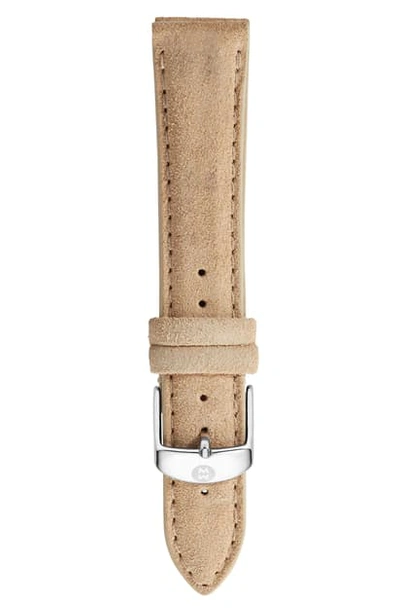 Michele 18mm Nubuck Leather Watch Strap In Bone